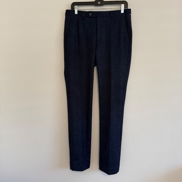 Paisley and Grey Mens Slim Fit Downing Blue Speckle Suit Pants - Picture 3 of 13